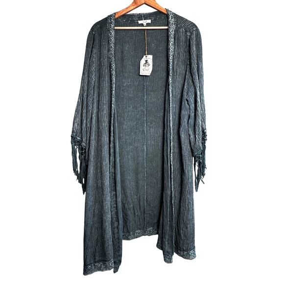 NWT Easel Kimono Duster Cardigan Open Front Boho Festival Jacket (Belt Missing) - Picture 1 of 5